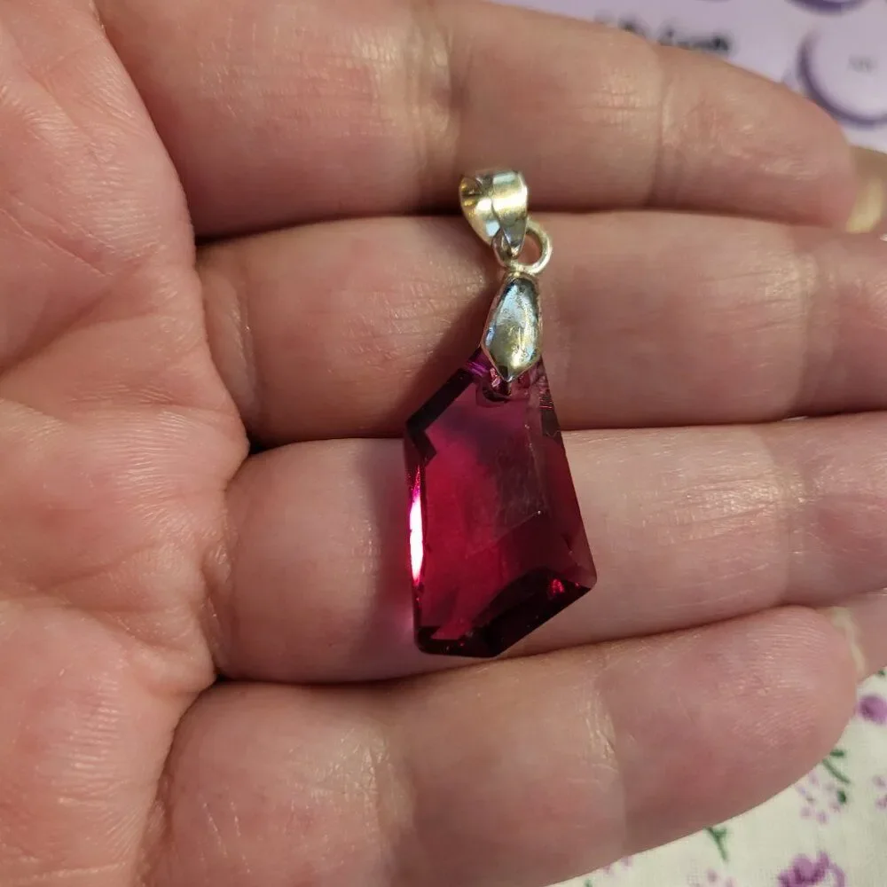 Red & White Swarovski Crystal Hook Earrings and Pendant